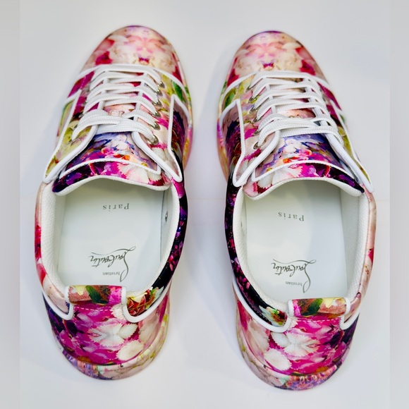 Christian Louboutin Junior Viera Orlato Flat Floral-print Satin Sneakers EU 43.5 - Picture 11 of 15